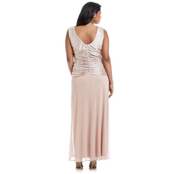 New! R&M RICHARDS Women's Plus Size Shimmery Chiffon Skirt Dress Color Blush - Picture 4 of 5